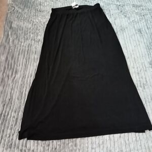 Vtg Stephanie Thomas Slinky Knit Black Maxi Skirt Womens Sz 16 Acetate Mexico